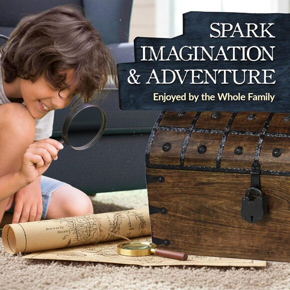 Handmade Pirate Treasure Chest for Kids Prizes & Classroom with Lock and Skeleto - Picture 4 of 8